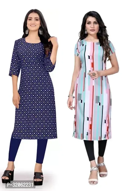 Fabulous Crepe Printed Kurta For Women- Pack Of 2