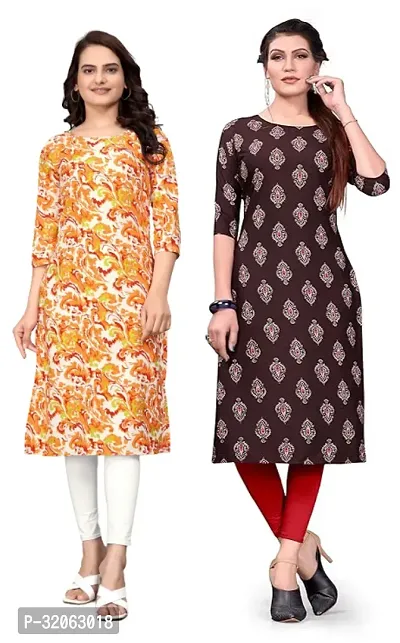 Fabulous Crepe Printed Kurta For Women- Pack Of 2