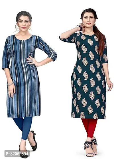 Fabulous Crepe Printed Kurta For Women- Pack Of 2-thumb0