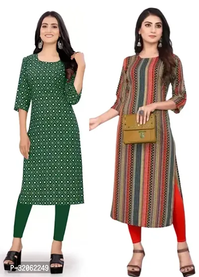 Fabulous Crepe Printed Kurta For Women- Pack Of 2