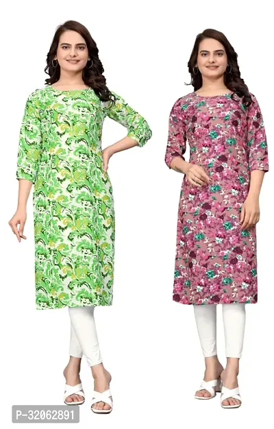 Fabulous Crepe Printed Kurta For Women- Pack Of 2