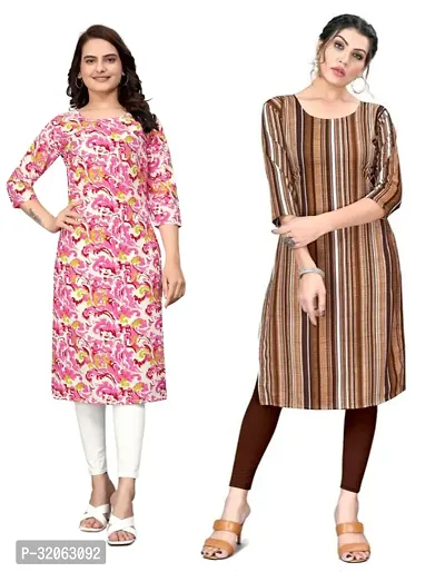 Fabulous Crepe Printed Kurta For Women- Pack Of 2