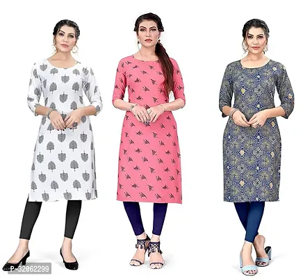 Fabulous Crepe Printed Kurta For Women- Pack Of 3-thumb0