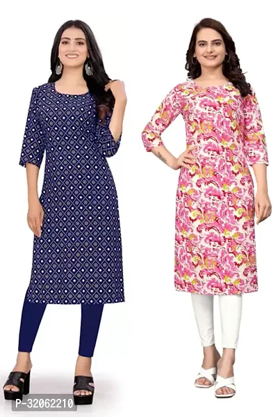 Fabulous Crepe Printed Kurta For Women- Pack Of 2-thumb0