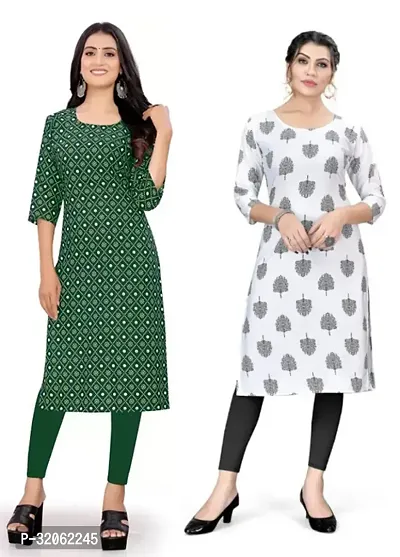 Fabulous Crepe Printed Kurta For Women- Pack Of 2