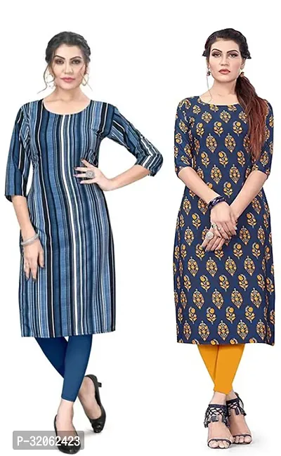 Fabulous Crepe Printed Kurta For Women- Pack Of 2