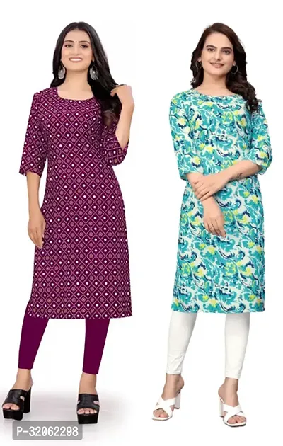 Fabulous Crepe Printed Kurta For Women- Pack Of 2-thumb0