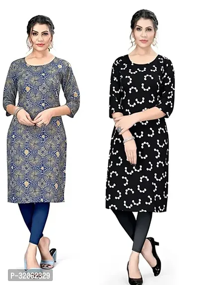 Fabulous Crepe Printed Kurta For Women- Pack Of 2