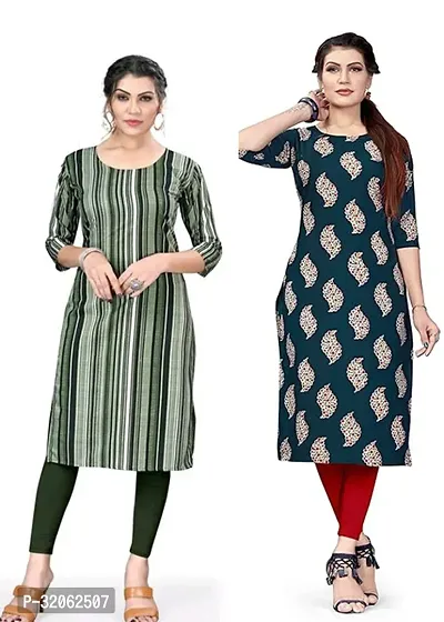 Fabulous Crepe Printed Kurta For Women- Pack Of 2