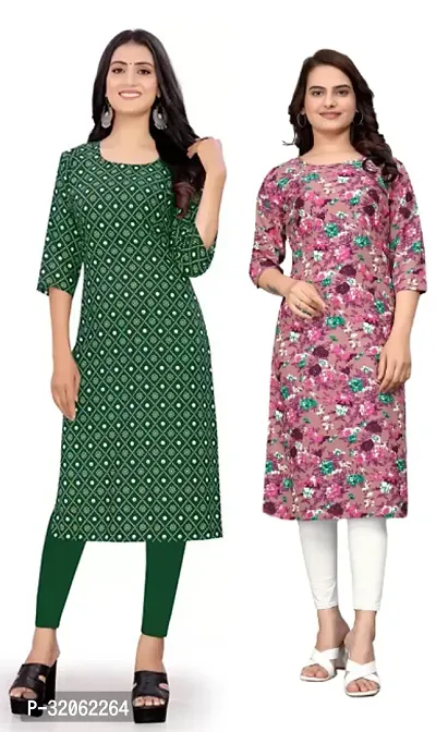 Fabulous Crepe Printed Kurta For Women- Pack Of 2-thumb0