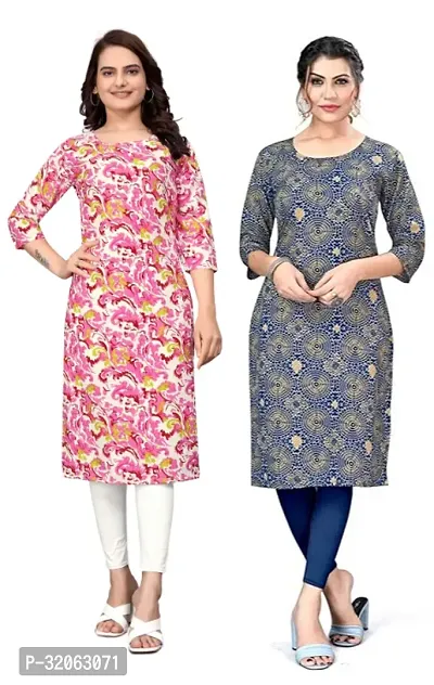 Fabulous Crepe Printed Kurta For Women- Pack Of 2