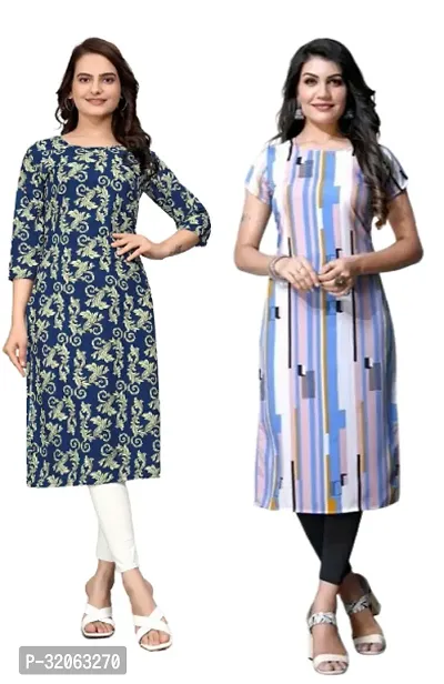 Fabulous Crepe Printed Kurta For Women- Pack Of 2