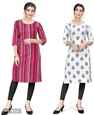 Fabulous Crepe Printed Kurta For Women- Pack Of 2-thumb0