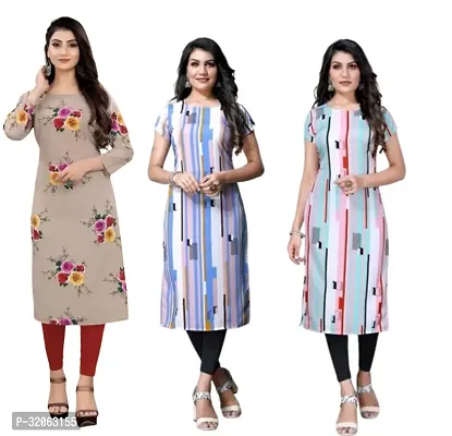 Fabulous Crepe Printed Kurta For Women- Pack Of 3-thumb0