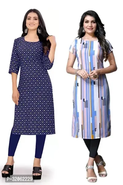 Fabulous Crepe Printed Kurta For Women- Pack Of 2