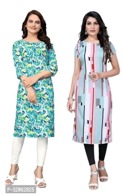 Fabulous Crepe Printed Kurta For Women- Pack Of 2-thumb0