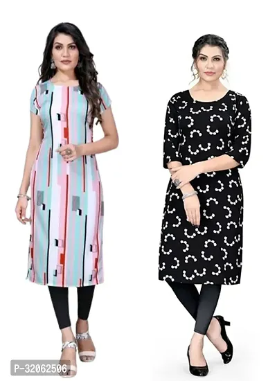 Fabulous Crepe Printed Kurta For Women- Pack Of 2