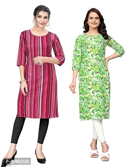 Fabulous Crepe Printed Kurta For Women- Pack Of 2