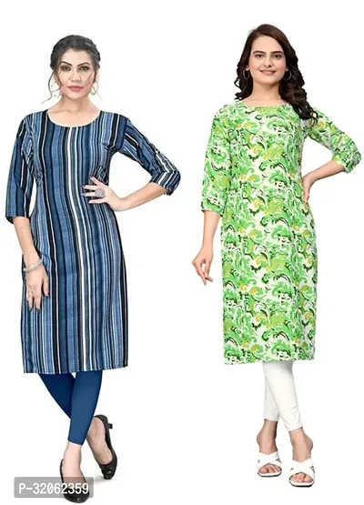 Fabulous Crepe Printed Kurta For Women- Pack Of 2