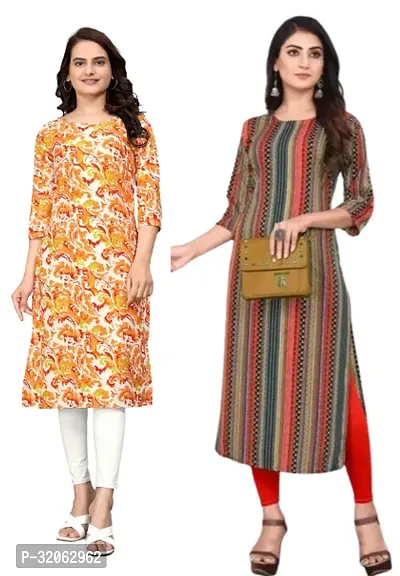 Fabulous Crepe Printed Kurta For Women- Pack Of 2