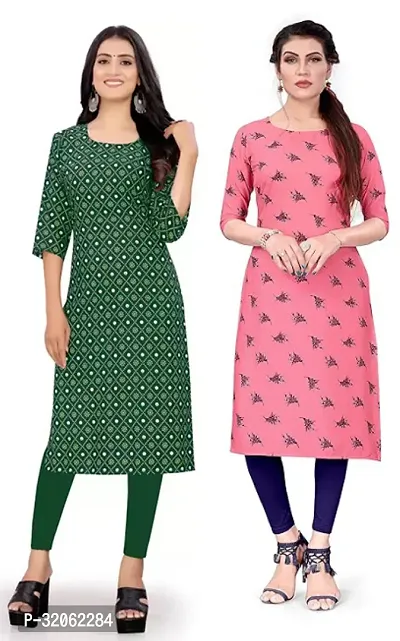 Fabulous Crepe Printed Kurta For Women- Pack Of 2