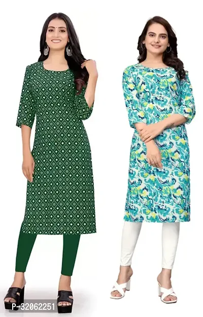 Fabulous Crepe Printed Kurta For Women- Pack Of 2