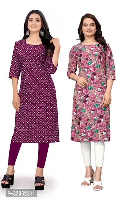 Fabulous Crepe Printed Kurta For Women- Pack Of 2-thumb0