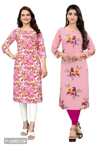 Fabulous Crepe Printed Kurta For Women- Pack Of 2-thumb0