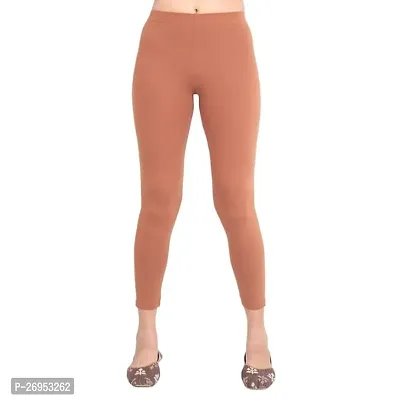 Fabulous Brown Cotton Solid Leggings For Women-thumb0