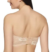 STYLE FLAKES Lightly Padded Wire Free Bralette Bandeau Net Fabric Bra for Women with Removable Straps White Black Skin Meroon Blue (Beige)-thumb2