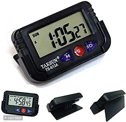 MTSH Digital LCD Alarm Table Desk Car Calendar Clock Timer Stopwatch Dashboard/Office Desk Alarm Clock and Stopwatch Digital Clock-thumb0