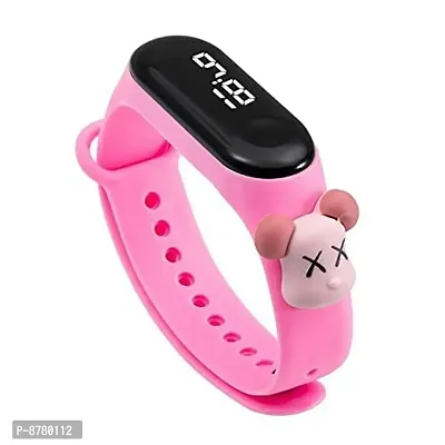 Digital Dial Waterproof Stylish and Fashionable Wrist Smart Watch LED Band for Kids, Rakhi, Colorful Cartoon Character Super Hero for Boys  Girls (Pink Cross)