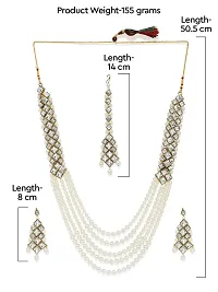 ZAVERI PEARLS Gold Tone Multi Layers Moti Mala Long Necklace Set For Women-ZPFK7834-thumb3