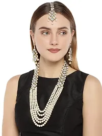 ZAVERI PEARLS Gold Tone Multi Layers Moti Mala Long Necklace Set For Women-ZPFK7834-thumb1