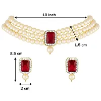 Peora Gold Plated Indian Traditional Crystal Pearl Beaded Choker Necklace Jewellery Set for Women-thumb2