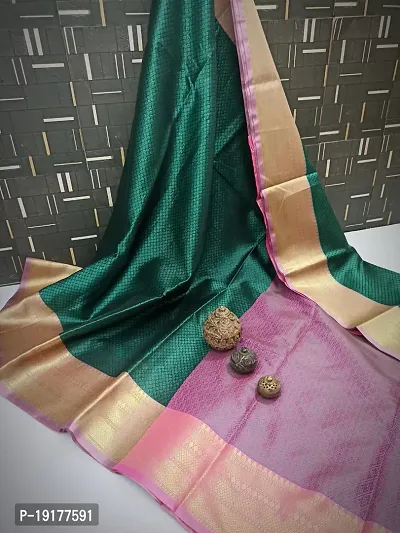 nbsp;Stylish Women Banarasi Silk Cotton Saree With Unstitched Blouse Piece-thumb0