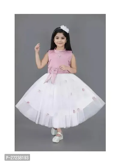 Stylish Pink Net Embellished Frocks For Girls-thumb0