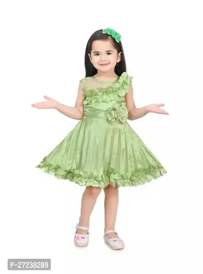 Stylish Green Silk Embellished Frocks For Girls