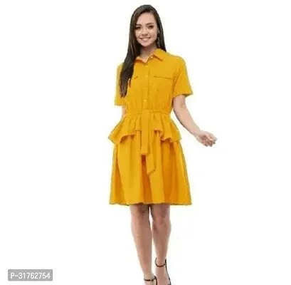 Stylish Yellow Rayon Solid Fit And Flare Dress For Women-thumb0