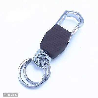 Omuda Hook Locking Silver Metal key ring Key chain for Bike Car Men Women Keyring (omuda 3717-thumb3