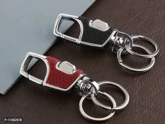 Omuda Hook Locking Silver Metal key ring Key chain for Bike Car Men Women Keyring (omuda 3718 )-thumb0