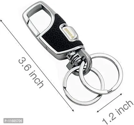 omuda Hook Locking Silver Metal key ring Key chain for Bike Car Men Women Keyring (omuda 3718)-thumb3