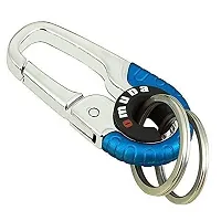 Omuda Hook Locking Silver Metal key ring Key chain for Bike Car Men Women Keyring (omuda 3755)-thumb1