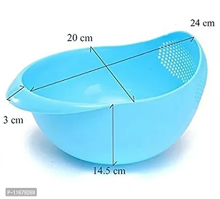 Home Buy Big Size Rice Dal Pulses Vegetable Noodles Pasta Washing Bowl & Strainer Good Quality & Perfect Size for Storing and Straining-thumb2