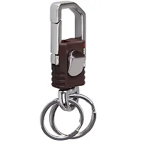 Omuda Hook Locking Silver Metal key ring Key chain for Bike Car Men Women Keyring (omuad 3713)-thumb2