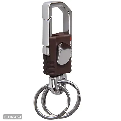 Omuda Hook Locking Silver Metal key ring Key chain for Bike Car Men Women Keyring (omuad 3713)-thumb3