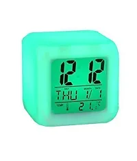 HOME BUY, Square 7 Color Changing Digital LCD Alarm Table Desk Clock with Calender Time Temperature Lights-thumb1