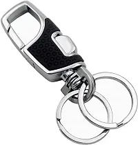 omuda Hook Locking Silver Metal key ring Key chain for Bike Car Men Women Keyring (omuda 3718)-thumb1