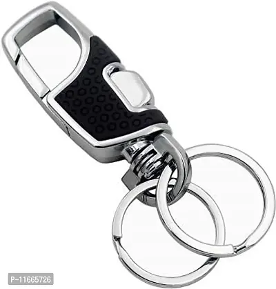 omuda Hook Locking Silver Metal key ring Key chain for Bike Car Men Women Keyring (omuda 3718)-thumb2