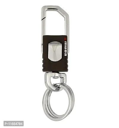 Omuda Hook Locking Silver Metal key ring Key chain for Bike Car Men Women Keyring (omuad 3713)-thumb0